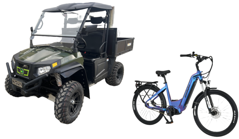 Electric Hisun UTV with Electric Bike